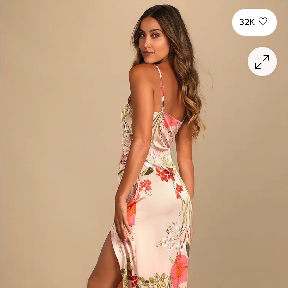 Lulu's Floral Blush Midi Dress